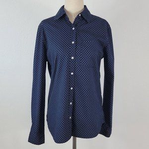 PRINCE & FOX polka dot button down shirt blue Sz S